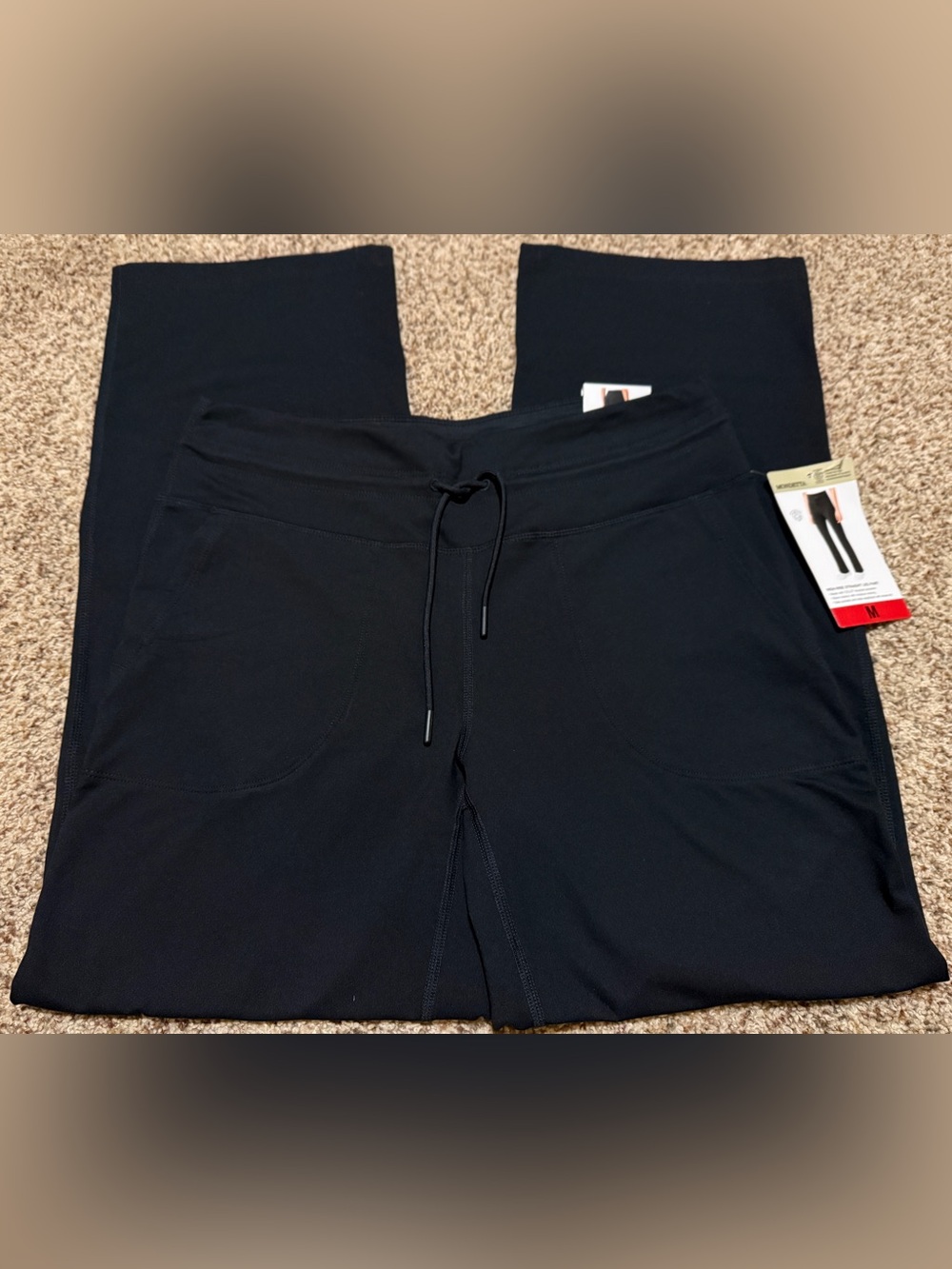 Mondetta Black High Rise Straight Leg Active Tech Pants Womens L NWT - Picture 8 of 8